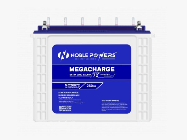 Noble Powers 260Ah tall tubular battery , MC26072 For office and Homes with 72 month warranty