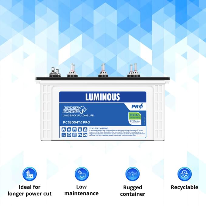 LUMINOUS 150Ah Power Charge Tall Jumbo Inverter Battery for Home, Office & Shops -PC 18054PRO TJ (150Ah) - Image 2