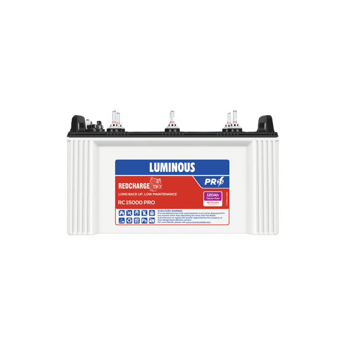 LUMINOUS 120Ah Red Charge Tubular Inverter Battery (Blue and White) -RC 15000 (120Ah)