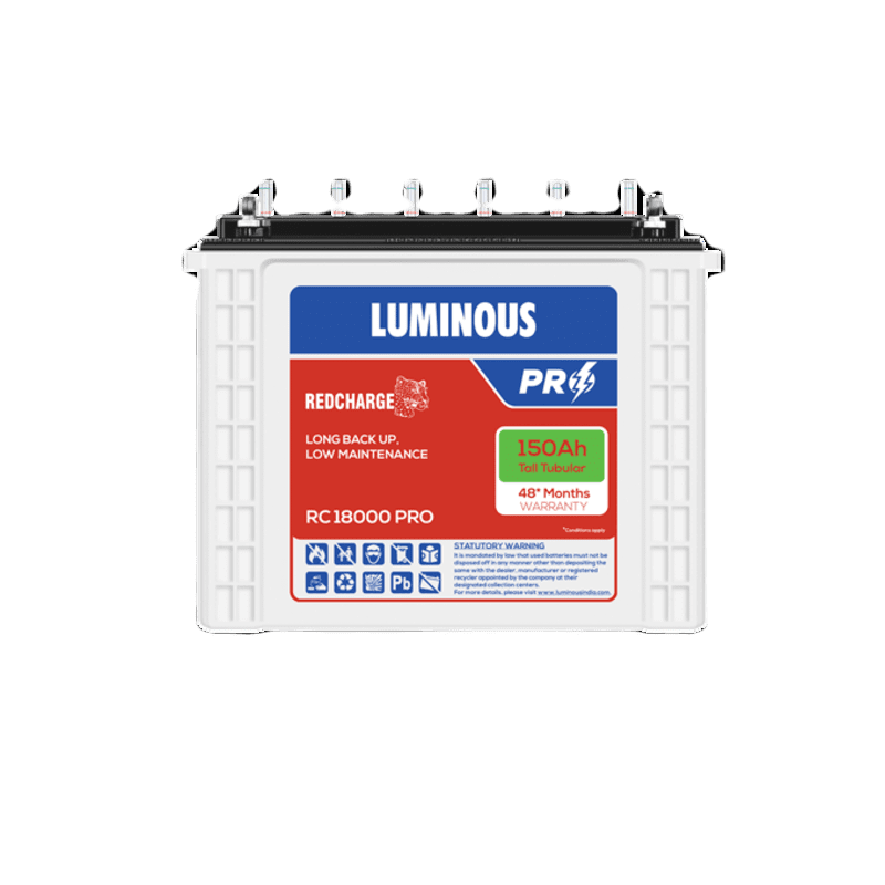 LUMINOUS 150Ah Red Charge Tall Tubular Inverter Battery -RC 18000PRO (150Ah)